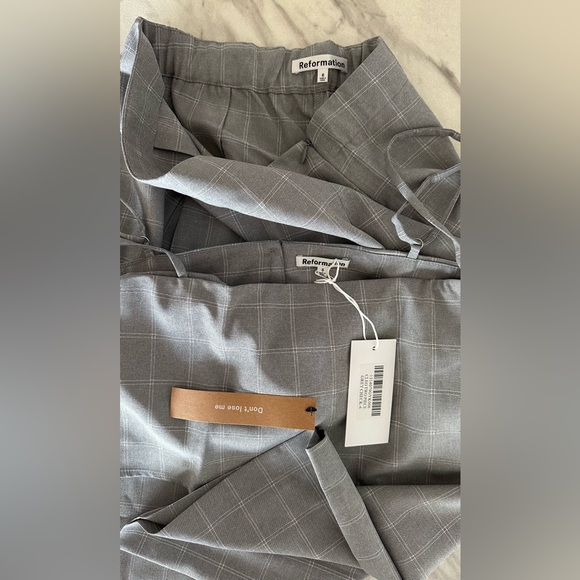NWT Reformation Cleo two piece size 6 color grey check - Picture 7 of 9